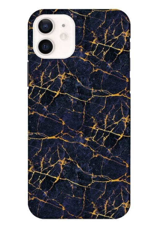 Dark Blue Marble Apple Iphone 12 Mobile Cover