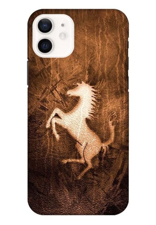 Ferrari Logo On Leather Apple Iphone 12 Back Cover