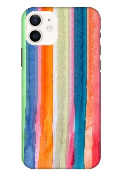 Multi Color Strips Apple Iphone 12 Mobile Cover