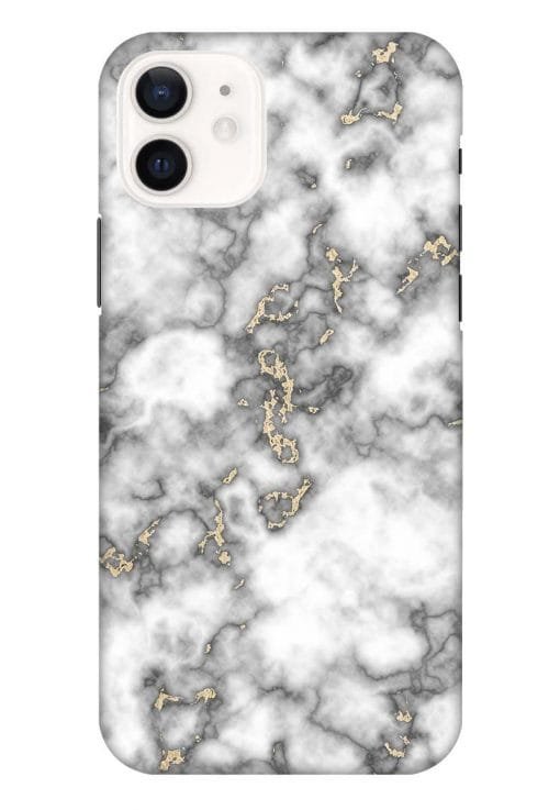 Gray And Gold Marble Apple Iphone 12 Back Cover