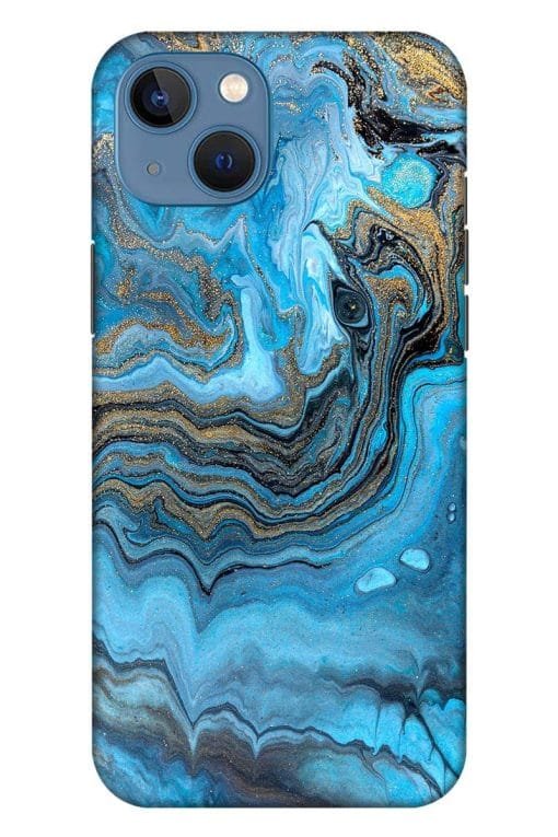 Unique Turquoise Acrylic Marble Apple Iphone 13 Back Cover