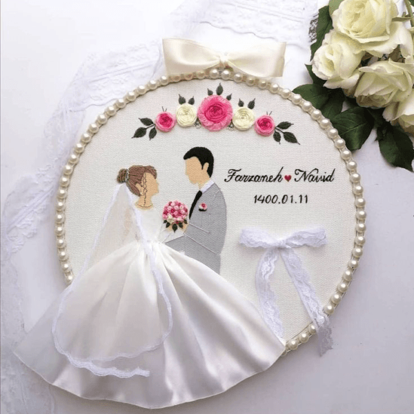 Personalized Handmade Wedding Anniversary Gift Embroidery Hoop | Perfect Gift for Husband, Wife, Couple | Signature Calendar Hoop (10 Inch)