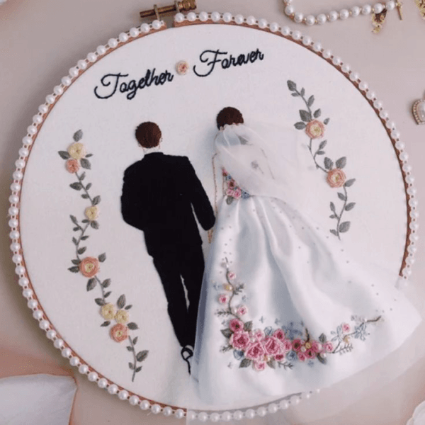 Personalized Handmade Wedding Anniversary Gift Embroidery Hoop | Perfect Gift for Husband, Wife, Couple | Signature Calendar Hoop (10 Inch)