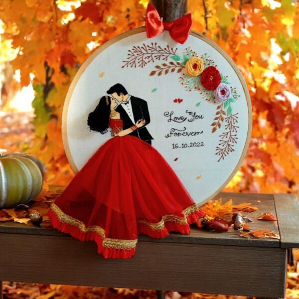 Personalized Handmade Wedding Anniversary Gift Embroidery Hoop | Perfect Gift for Husband, Wife, Couple | Signature Calendar Hoop (10 Inch)